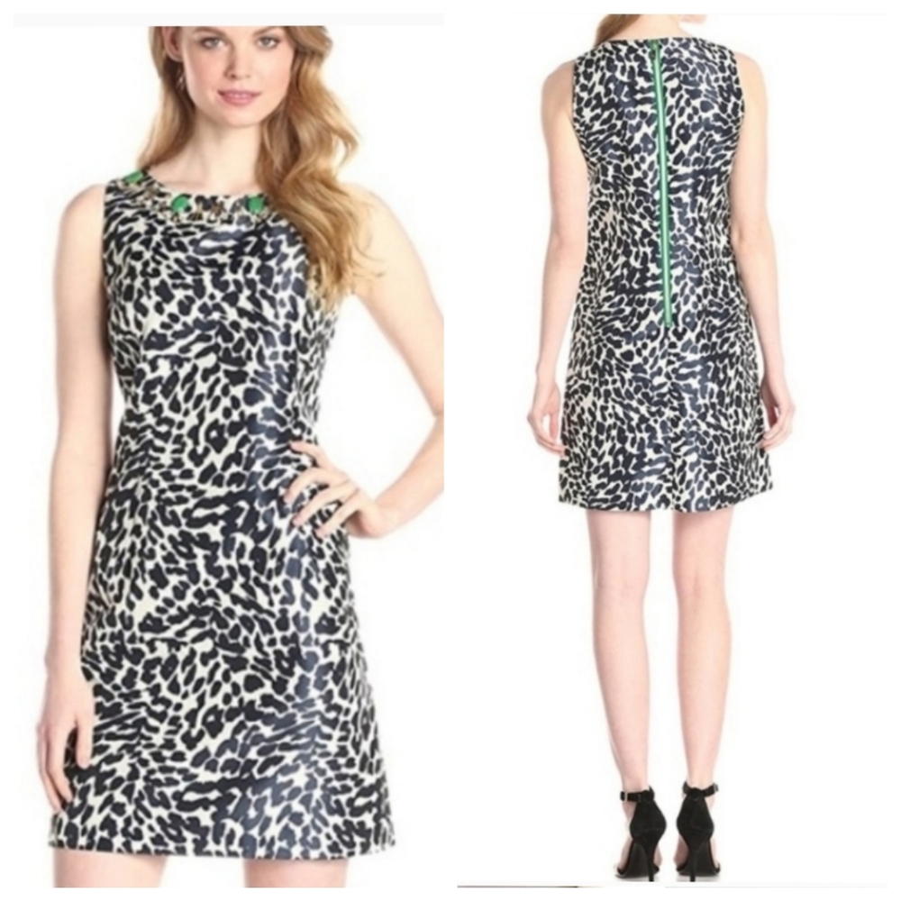 Eliza J Green and Cream Mini Dress